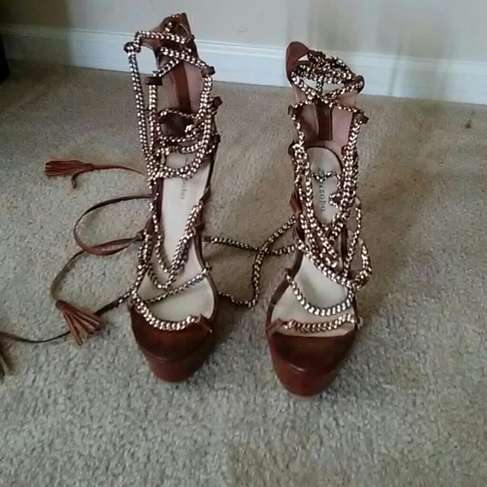 Chain Tie Up Sandals